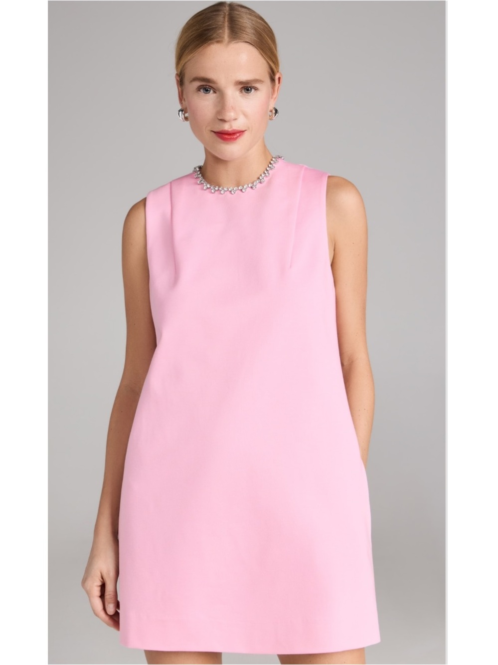 AREA Embellished Powder Pink Crystal Heart Back Open Cutout Mini Dress NEW - Picture 4 of 15
